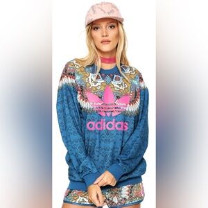 Adidas X Farm Rio Borbomix Trefoil Butterfly Graphic Oversized Sweatshirt RARE
